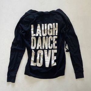 3 for 20 * Laugh Dance Love black zip up hooded jacket small black forever21